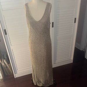 Gold metallic maxi dress House of Harlow 1960 Size L Beach/Resort